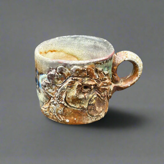 Small Coffee Cup w/Rooster Carving by Micheal Bridges